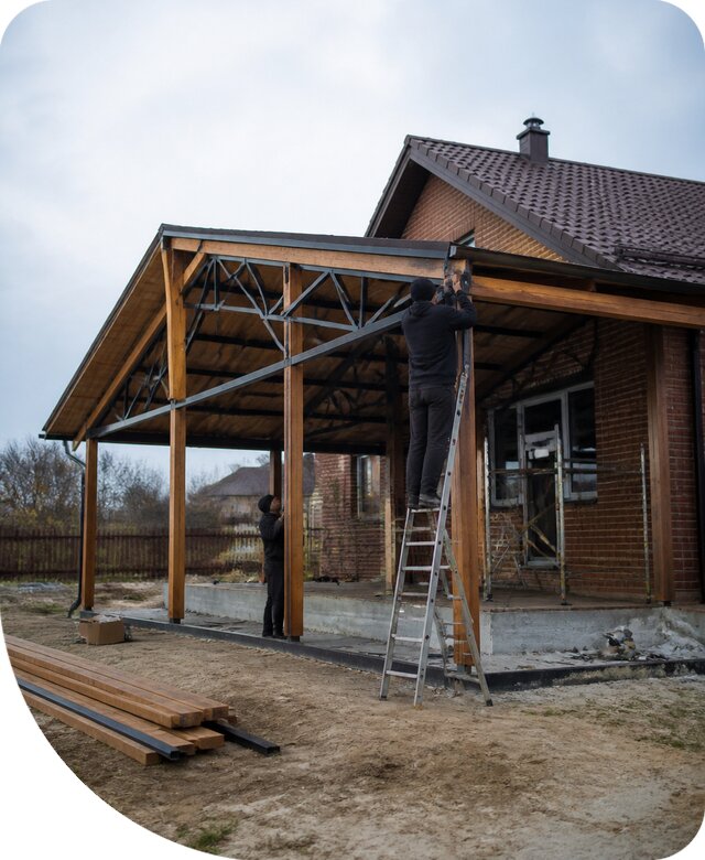 Пристройка навеса к дому и участку в Лангепасе под ключ